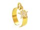 Bague ajustable étoile oxydes de zirconium blancs en acier inoxydable doré | Taille ajustable : Du 52 au 56