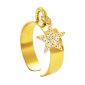Bague ajustable étoile oxydes de zirconium blancs en acier inoxydable doré | Taille ajustable : Du 52 au 56