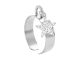 Bague ajustable étoile oxydes de zirconium blancs en acier inoxydable argenté | Taille ajustable : Du 52 au 56