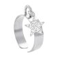 Bague ajustable étoile oxydes de zirconium blancs en acier inoxydable argenté | Taille ajustable : Du 52 au 56