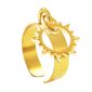 Bague ajustable soleil en acier inoxydable doré | Taille ajustable : Du 52 au 56