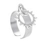Bague ajustable soleil en acier inoxydable argenté | Taille ajustable : Du 52 au 56