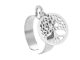 Bague ajustable arbre de vie en acier inoxydable argenté | Taille ajustable : Du 52 au 56