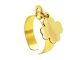 Bague ajustable trèfle à personnaliser en acier inoxydable doré | Taille ajustable : Du 52 au 56