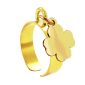Bague ajustable trèfle à personnaliser en acier inoxydable doré | Taille ajustable : Du 52 au 56
