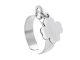 Bague ajustable trèfle à personnaliser en acier inoxydable argenté | Taille ajustable : Du 52 au 56