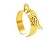 Bague ajustable aile d'ange en acier inoxydable doré | Taille ajustable : Du 52 au 56