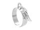 Bague ajustable aile d'ange en acier inoxydable argenté | Taille ajustable : Du 52 au 56