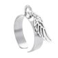 Bague ajustable aile d'ange en acier inoxydable argenté | Taille ajustable : Du 52 au 56