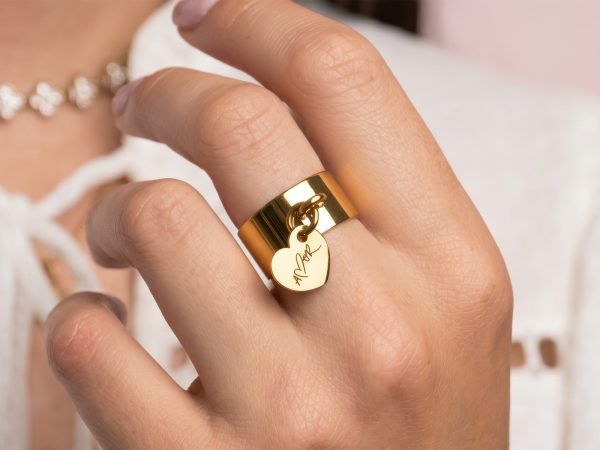Bague acier charm's petit coeur à personnaliser doré