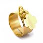 Bague acier trèfle à personnaliser doré