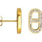 Boucles d'oreilles maille marine oxydes de zirconium en acier inoxydable doré