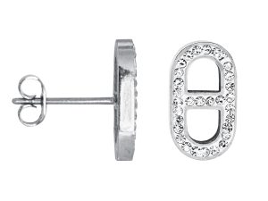 Boucles d'oreilles maille marine oxydes de zirconium en acier inoxydable argenté