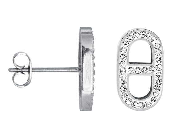 Boucles d'oreilles maille marine oxydes de zirconium en acier inoxydable argenté