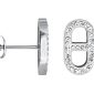 Boucles d'oreilles maille marine oxydes de zirconium en acier inoxydable argenté