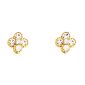 Boucles d'oreilles trèfle 4 feuilles cristaux fantaisie en acier inoxydable doré