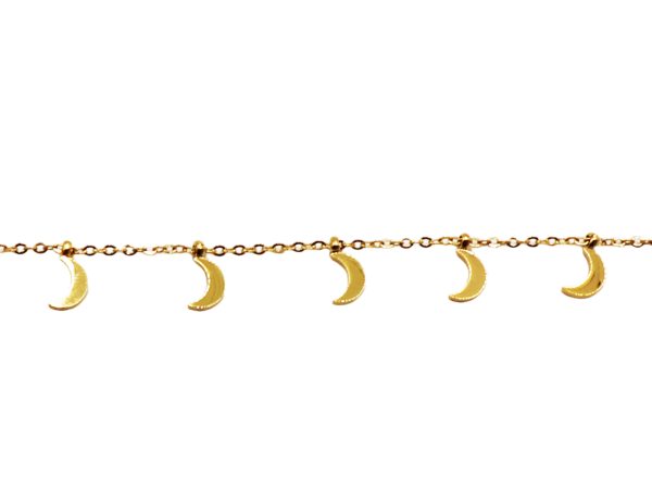Bracelet breloques en acier inoxydable doré étoile, soleil, lune, éclair.
