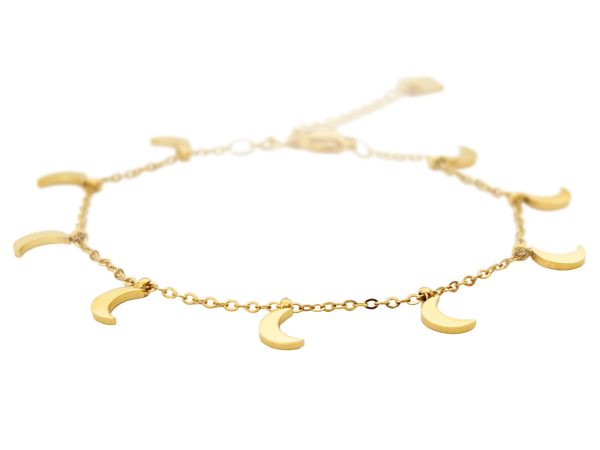 Bracelet breloques en acier inoxydable doré étoile, soleil, lune, éclair.