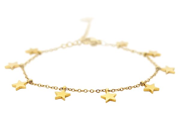 Bracelet breloques en acier inoxydable doré étoile, soleil, lune, éclair.