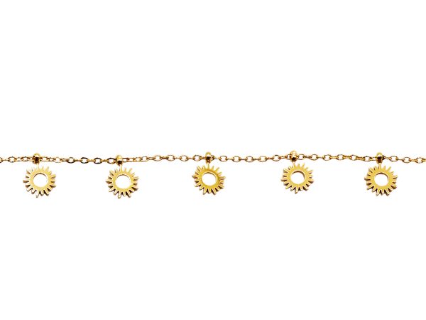 Bracelet breloques en acier inoxydable doré étoile, soleil, lune, éclair.