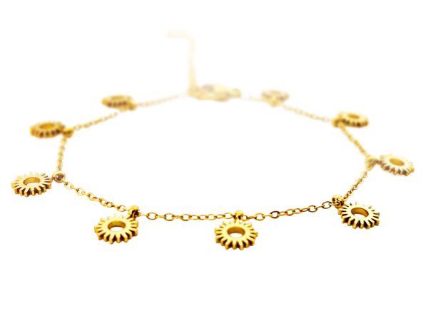 Bracelet breloques en acier inoxydable doré étoile, soleil, lune, éclair.