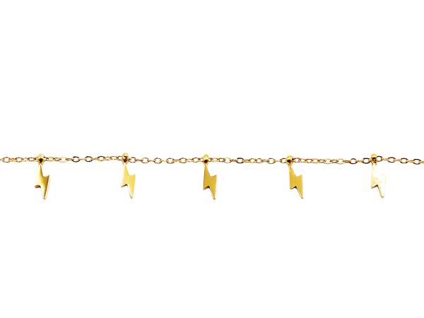 Bracelet breloques en acier inoxydable doré étoile, soleil, lune, éclair.