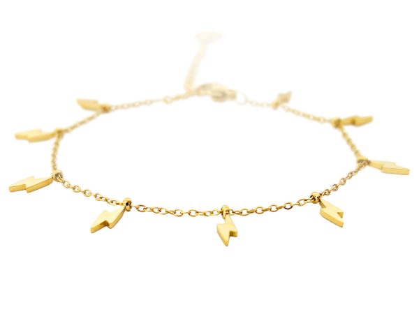 Bracelet breloques en acier inoxydable doré étoile, soleil, lune, éclair.