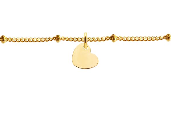 Bracelet maille boule alternée petit coeur acier doré à personnaliser