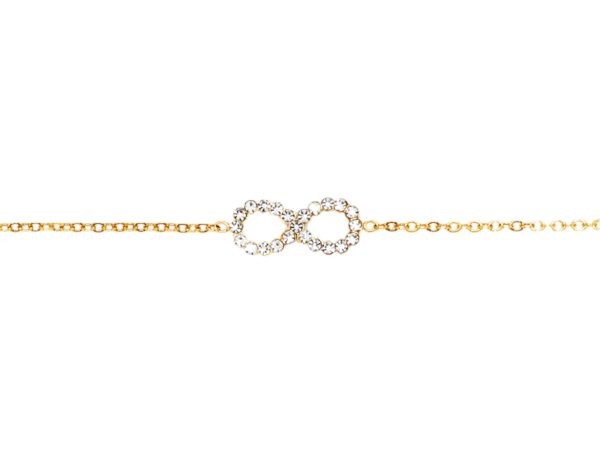 Bracelet signe infini oxydes de zirconium en acier inoxydable doré