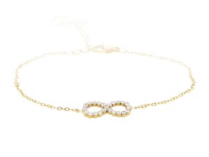 Bracelet signe infini oxydes de zirconium en acier inoxydable doré