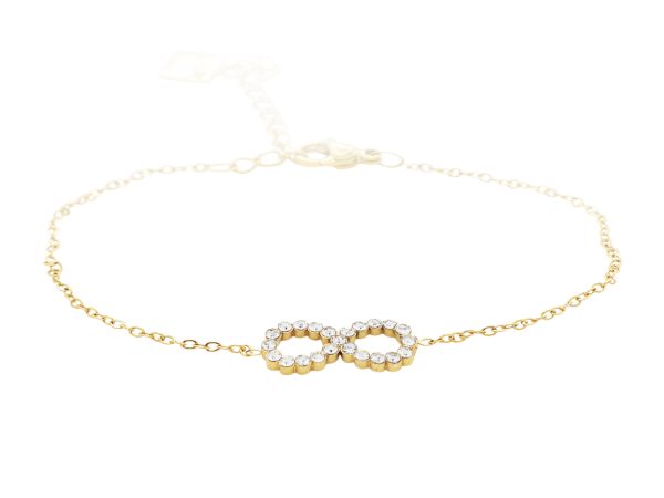 Bracelet signe infini oxydes de zirconium en acier inoxydable doré