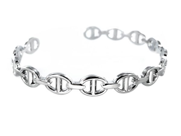 Jonc Mixte ajustable "maille marine" en acier inoxydable