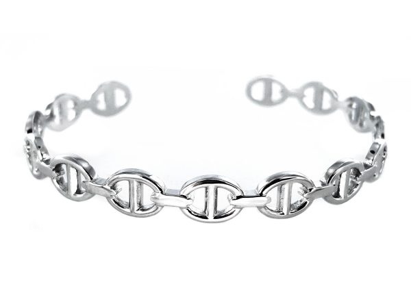 Jonc Mixte ajustable "maille marine" en acier inoxydable