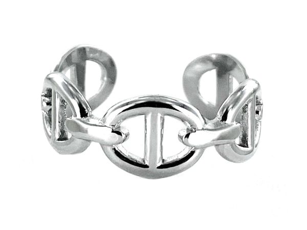 Bague ajustable "maille marine" en acier inoxydable