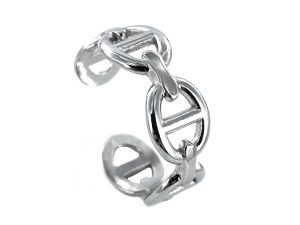 Bague ajustable "maille marine" en acier inoxydable