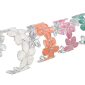 Jonc ajustable fleurs colorées en acier inoxydable argenté