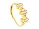 Bague ajustable trèfles oxydes de zirconium blancs en acier inoxydable doré