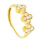 Bague ajustable trèfles oxydes de zirconium blancs en acier inoxydable doré