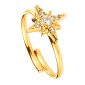 Bague ajustable étoile polaire oxydes de zirconium blancs en acier inoxydable doré
