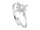 Bague ajustable étoile polaire oxydes de zirconium blancs en acier inoxydable argenté