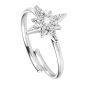 Bague ajustable étoile polaire oxydes de zirconium blancs en acier inoxydable argenté