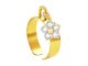Bague ajustable fleur oxydes de zirconium blancs en acier inoxydable doré | Taille ajustable : Du 52 au 56
