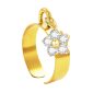 Bague ajustable fleur oxydes de zirconium blancs en acier inoxydable doré | Taille ajustable : Du 52 au 56