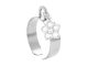 Bague ajustable fleur oxydes de zirconium blancs en acier inoxydable argenté | Taille ajustable : Du 52 au 56