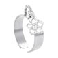 Bague ajustable fleur oxydes de zirconium blancs en acier inoxydable argenté | Taille ajustable : Du 52 au 56