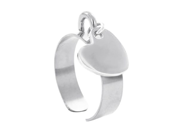 RINGAJHRT12-RH.jpg Bague ajustable cœur (12mm) à personnaliser en acier inoxydable argenté | Taille ajustable : Du 52 au 56