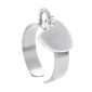 Bague ajustable cœur (12mm) à personnaliser en acier inoxydable argenté | Taille ajustable : Du 52 au 56