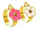 Bague ajustable fleur de sakura en acier inoxydable doré | Taille ajustable : Du 52 au 56