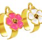 Bague ajustable fleur de sakura en acier inoxydable doré | Taille ajustable : Du 52 au 56