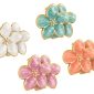 Boucles d'oreilles fleur colorée en acier inoxydable doré